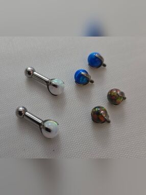 Anatometal Threaded Opal Barbells & Ends Set Bundle Earrings 12g 6mm
